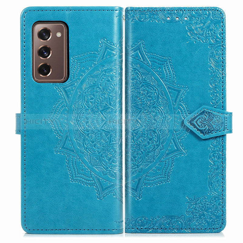 Custodia Portafoglio In Pelle Fantasia Modello Cover con Supporto per Samsung Galaxy Z Fold2 5G Blu