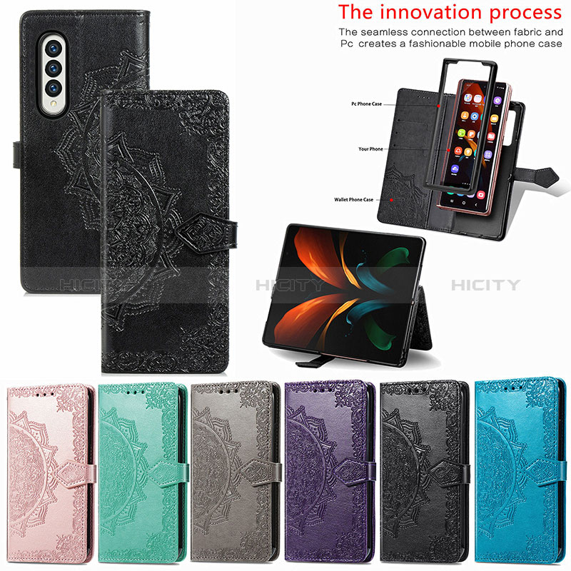 Custodia Portafoglio In Pelle Fantasia Modello Cover con Supporto per Samsung Galaxy Z Fold3 5G
