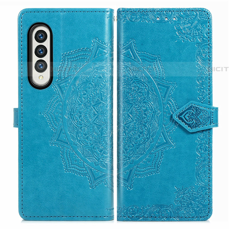 Custodia Portafoglio In Pelle Fantasia Modello Cover con Supporto per Samsung Galaxy Z Fold4 5G Blu