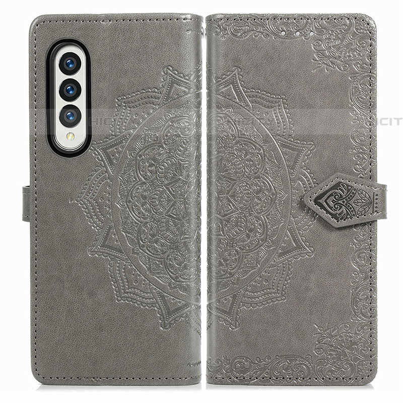 Custodia Portafoglio In Pelle Fantasia Modello Cover con Supporto per Samsung Galaxy Z Fold4 5G Grigio