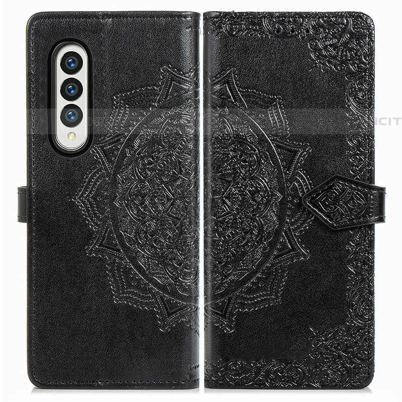 Custodia Portafoglio In Pelle Fantasia Modello Cover con Supporto per Samsung Galaxy Z Fold4 5G Nero