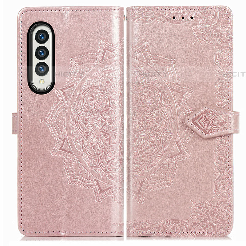 Custodia Portafoglio In Pelle Fantasia Modello Cover con Supporto per Samsung Galaxy Z Fold4 5G Oro Rosa