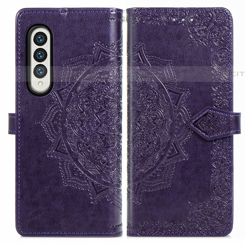 Custodia Portafoglio In Pelle Fantasia Modello Cover con Supporto per Samsung Galaxy Z Fold4 5G Viola