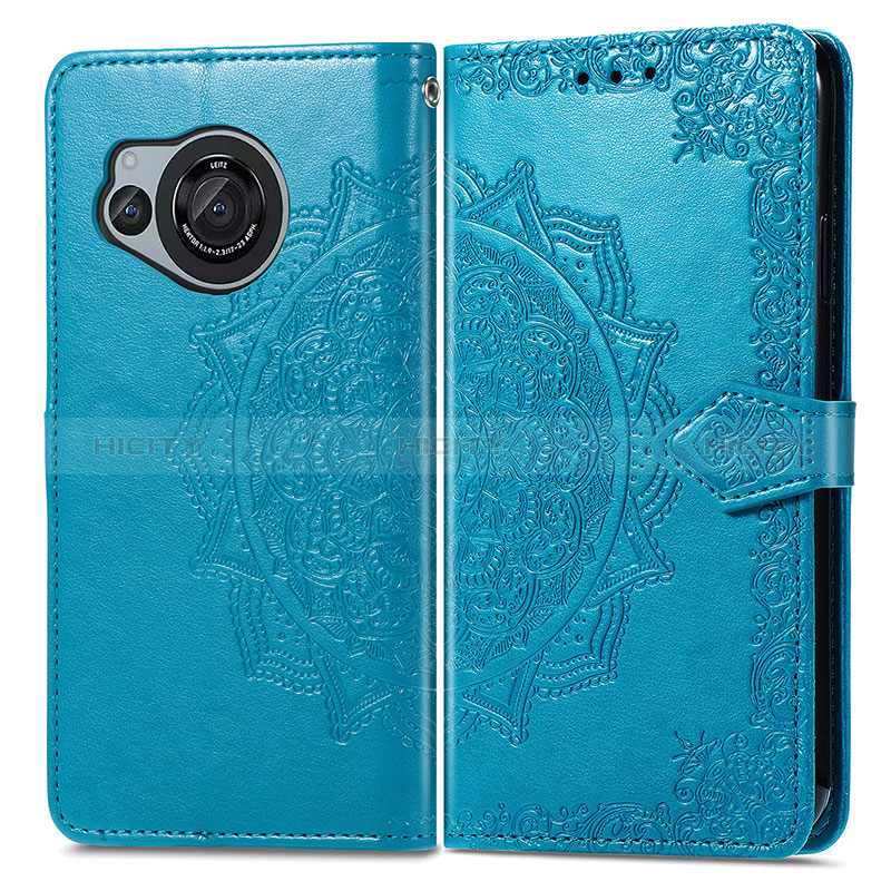 Custodia Portafoglio In Pelle Fantasia Modello Cover con Supporto per Sharp Aquos R8s Blu