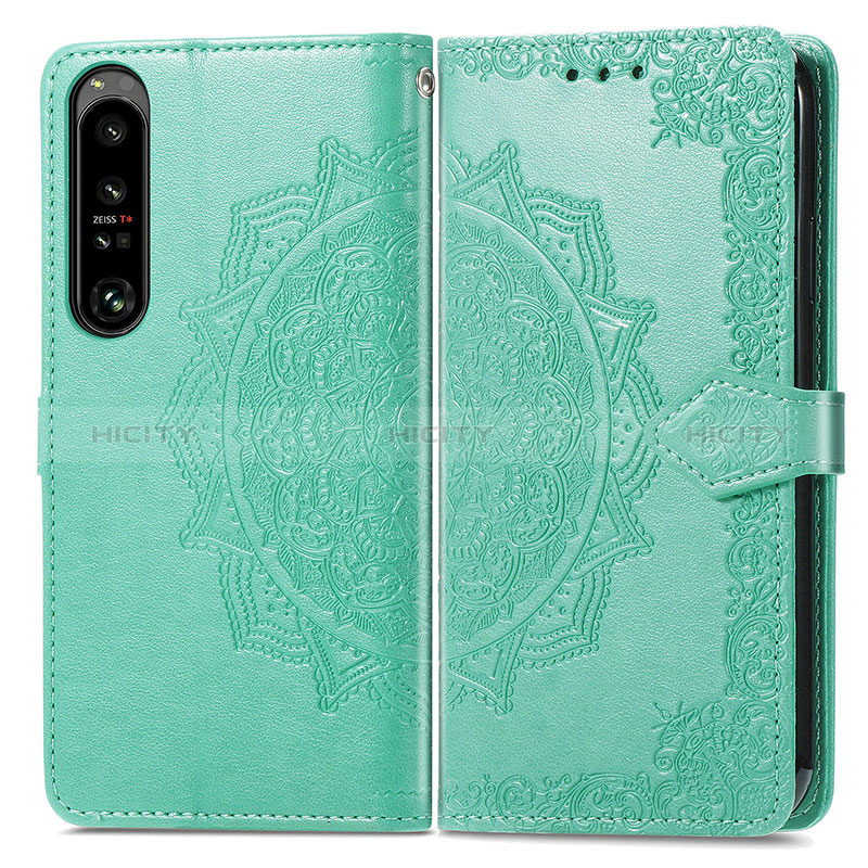 Custodia Portafoglio In Pelle Fantasia Modello Cover con Supporto per Sony Xperia 1 IV Verde