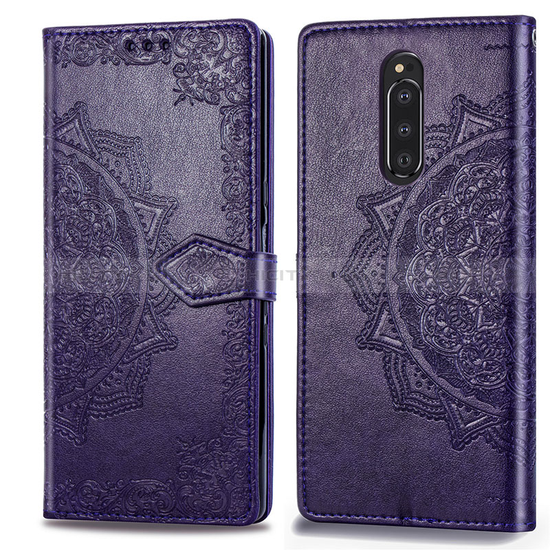 Custodia Portafoglio In Pelle Fantasia Modello Cover con Supporto per Sony Xperia 1 Viola