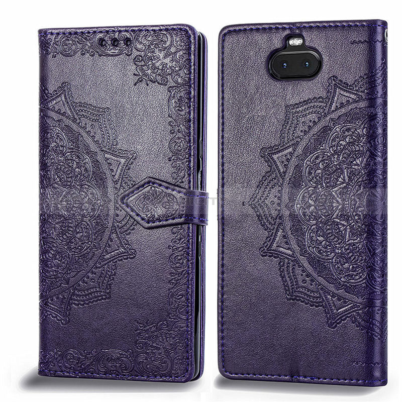 Custodia Portafoglio In Pelle Fantasia Modello Cover con Supporto per Sony Xperia 10 Plus Viola