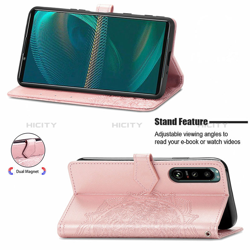 Custodia Portafoglio In Pelle Fantasia Modello Cover con Supporto per Sony Xperia 5 III