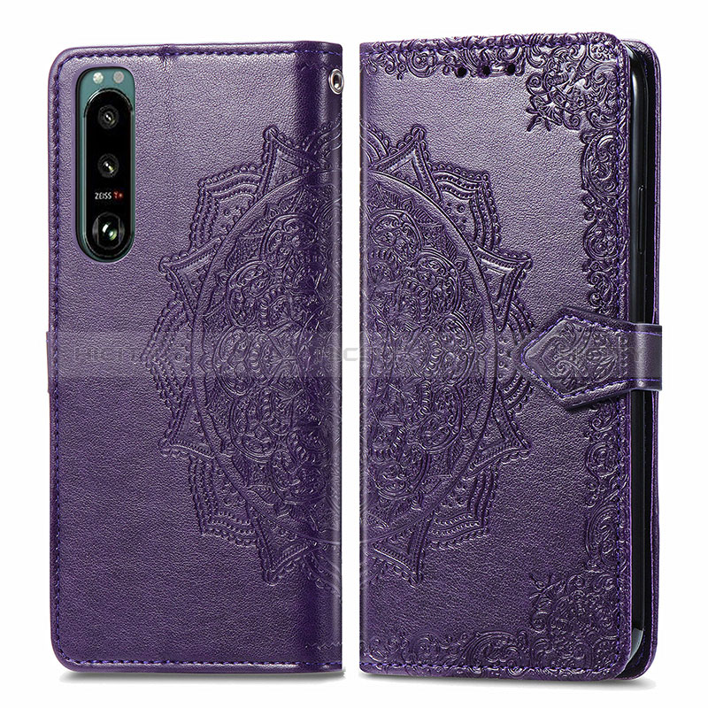 Custodia Portafoglio In Pelle Fantasia Modello Cover con Supporto per Sony Xperia 5 III SO-53B