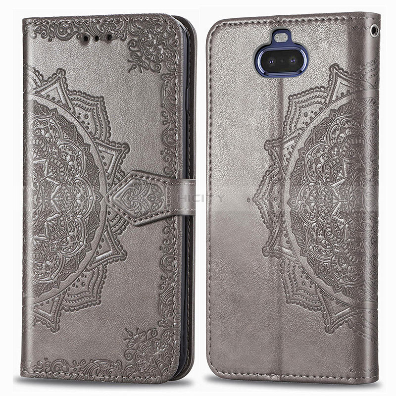 Custodia Portafoglio In Pelle Fantasia Modello Cover con Supporto per Sony Xperia 8 Grigio