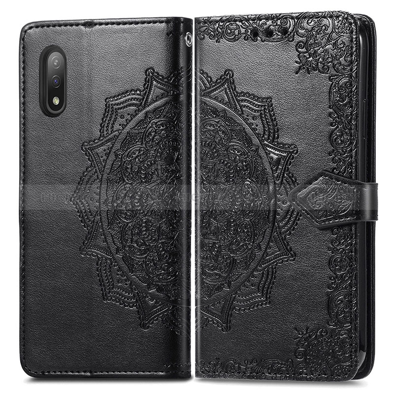 Custodia Portafoglio In Pelle Fantasia Modello Cover con Supporto per Sony Xperia Ace II Nero