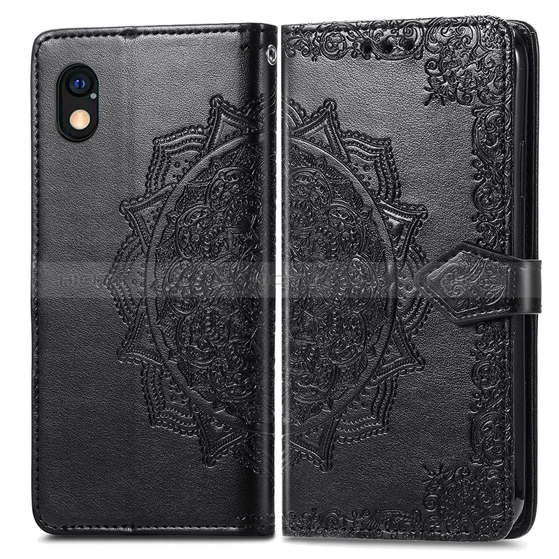 Custodia Portafoglio In Pelle Fantasia Modello Cover con Supporto per Sony Xperia Ace III SO-53C Nero