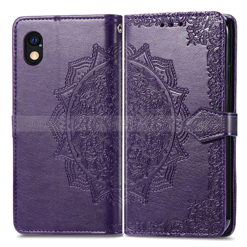 Custodia Portafoglio In Pelle Fantasia Modello Cover con Supporto per Sony Xperia Ace III SO-53C Viola