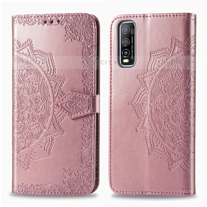 Custodia Portafoglio In Pelle Fantasia Modello Cover con Supporto per Vivo iQOO U1 Oro Rosa