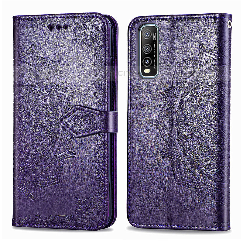 Custodia Portafoglio In Pelle Fantasia Modello Cover con Supporto per Vivo iQOO U1 Viola