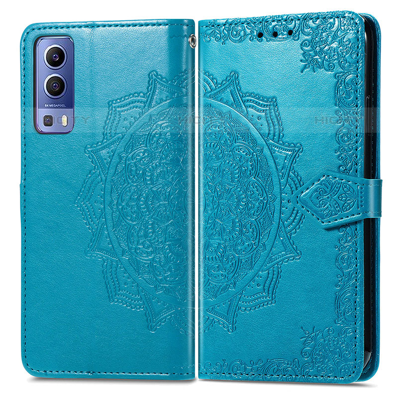 Custodia Portafoglio In Pelle Fantasia Modello Cover con Supporto per Vivo iQOO Z3 5G Blu