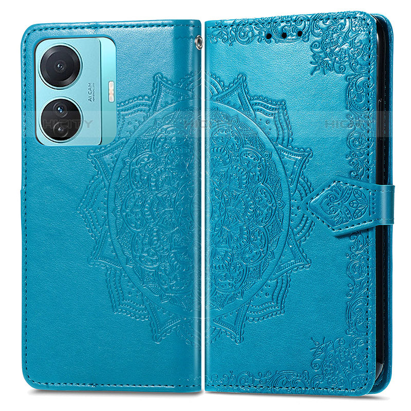 Custodia Portafoglio In Pelle Fantasia Modello Cover con Supporto per Vivo iQOO Z6 Pro 5G Blu