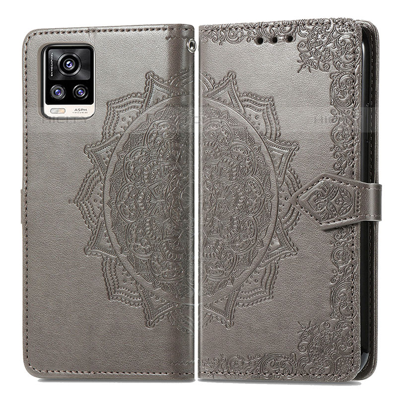 Custodia Portafoglio In Pelle Fantasia Modello Cover con Supporto per Vivo V20 (2021) Grigio