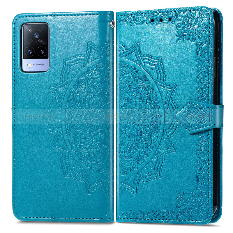 Custodia Portafoglio In Pelle Fantasia Modello Cover con Supporto per Vivo V21 5G Blu