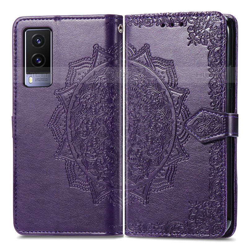 Custodia Portafoglio In Pelle Fantasia Modello Cover con Supporto per Vivo V21e 5G Viola