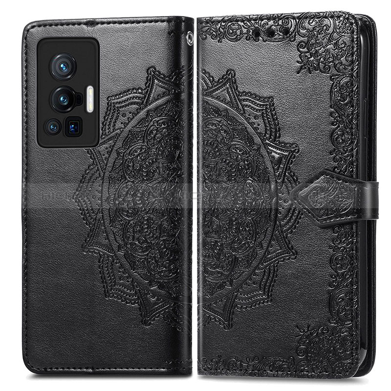 Custodia Portafoglio In Pelle Fantasia Modello Cover con Supporto per Vivo X70 Pro 5G Nero