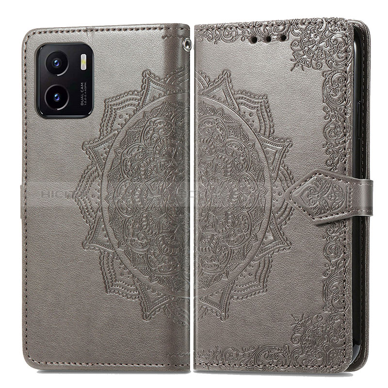 Custodia Portafoglio In Pelle Fantasia Modello Cover con Supporto per Vivo Y15S Grigio