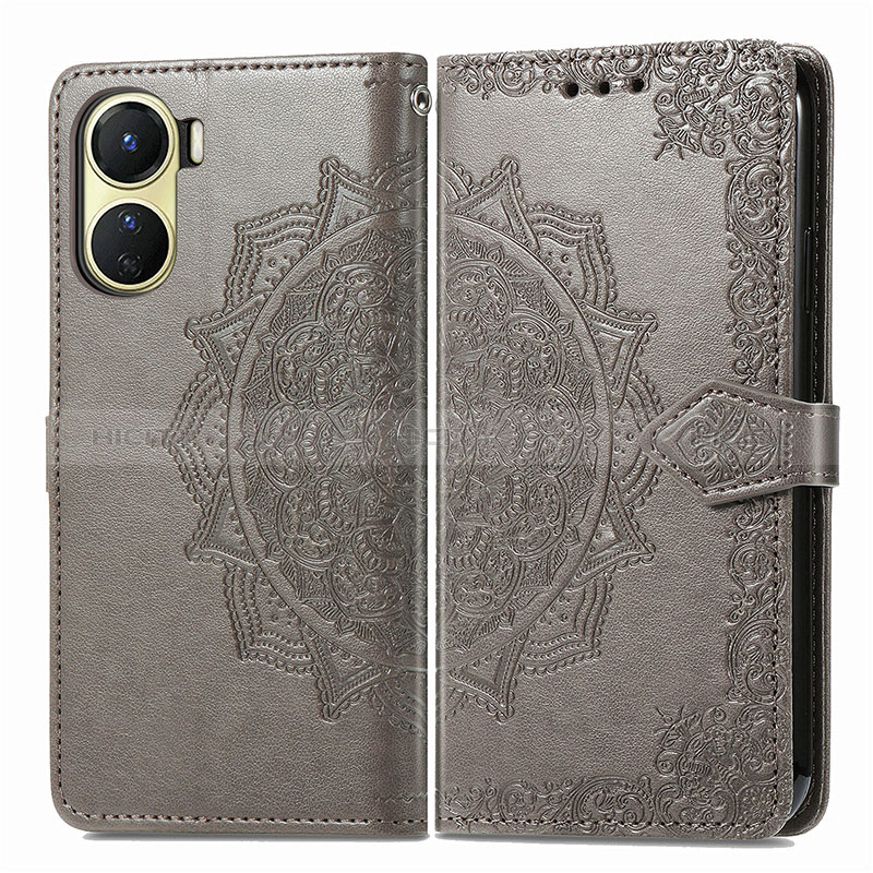 Custodia Portafoglio In Pelle Fantasia Modello Cover con Supporto per Vivo Y16 Grigio