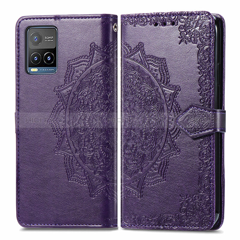 Custodia Portafoglio In Pelle Fantasia Modello Cover con Supporto per Vivo Y21s Viola