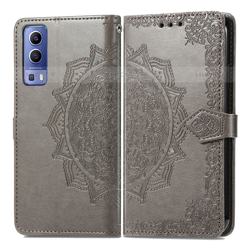 Custodia Portafoglio In Pelle Fantasia Modello Cover con Supporto per Vivo Y52 5G Grigio