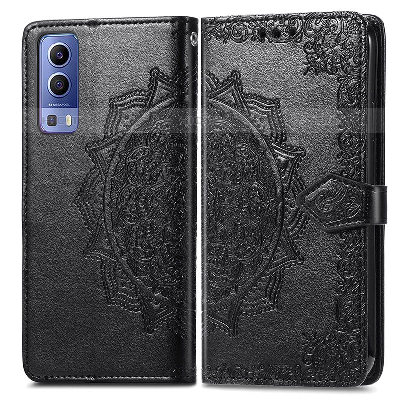 Custodia Portafoglio In Pelle Fantasia Modello Cover con Supporto per Vivo Y52 5G Nero