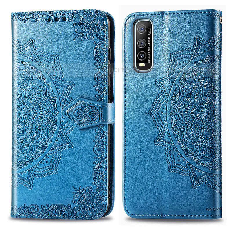 Custodia Portafoglio In Pelle Fantasia Modello Cover con Supporto per Vivo Y70S 5G Blu