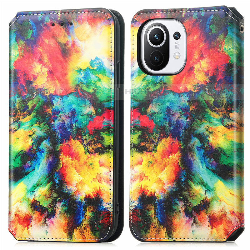 Custodia Portafoglio In Pelle Fantasia Modello Cover con Supporto per Xiaomi Mi 11 Lite 4G Multicolore