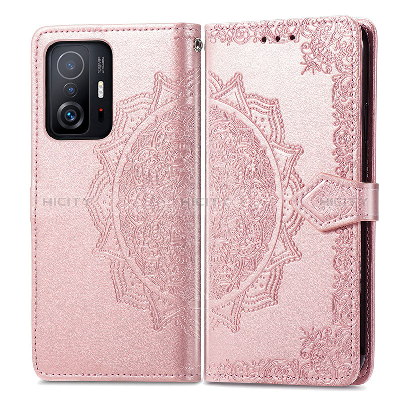 Custodia Portafoglio In Pelle Fantasia Modello Cover con Supporto per Xiaomi Mi 11T 5G Oro Rosa