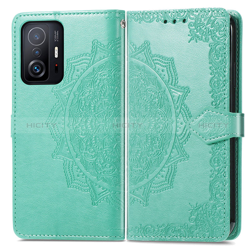 Custodia Portafoglio In Pelle Fantasia Modello Cover con Supporto per Xiaomi Mi 11T Pro 5G Verde