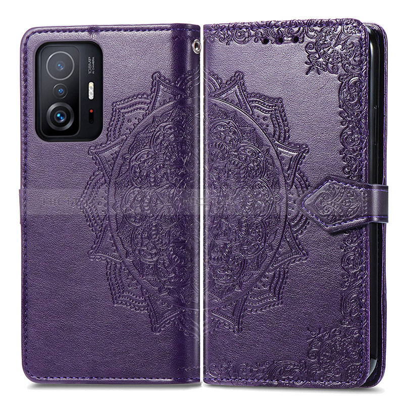 Custodia Portafoglio In Pelle Fantasia Modello Cover con Supporto per Xiaomi Mi 11T Pro 5G Viola