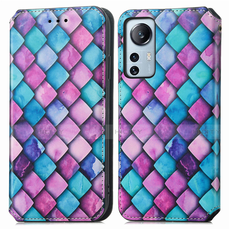 Custodia Portafoglio In Pelle Fantasia Modello Cover con Supporto per Xiaomi Mi 12 5G Viola