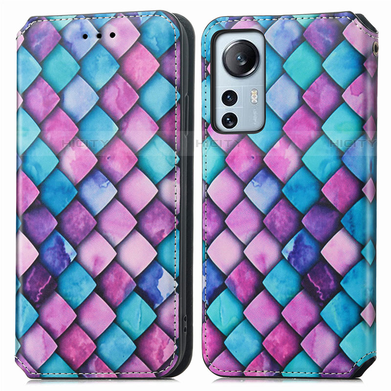 Custodia Portafoglio In Pelle Fantasia Modello Cover con Supporto per Xiaomi Mi 12X 5G Viola