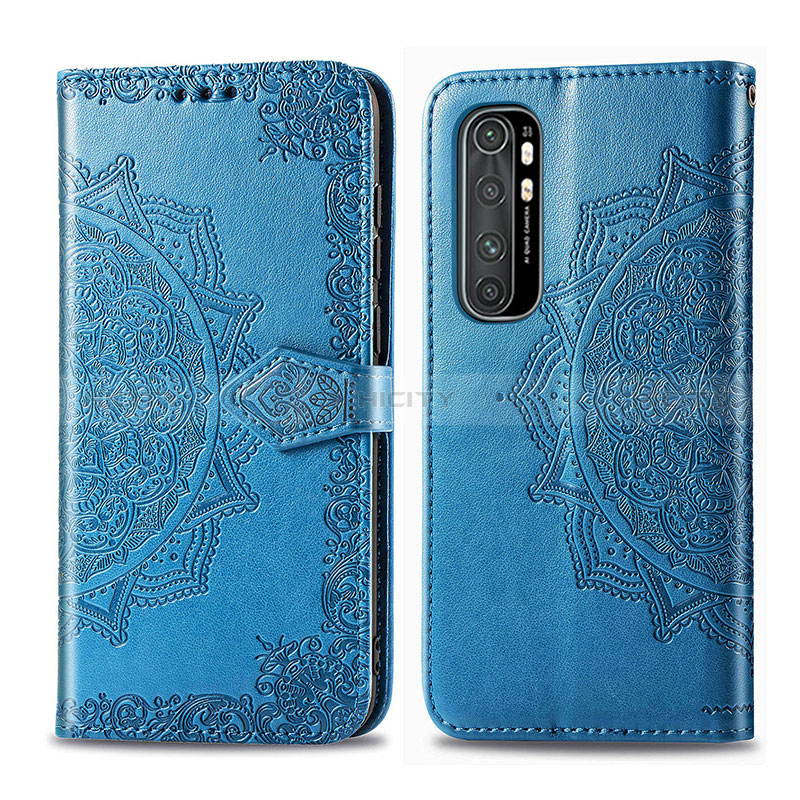 Custodia Portafoglio In Pelle Fantasia Modello Cover con Supporto per Xiaomi Mi Note 10 Lite Blu