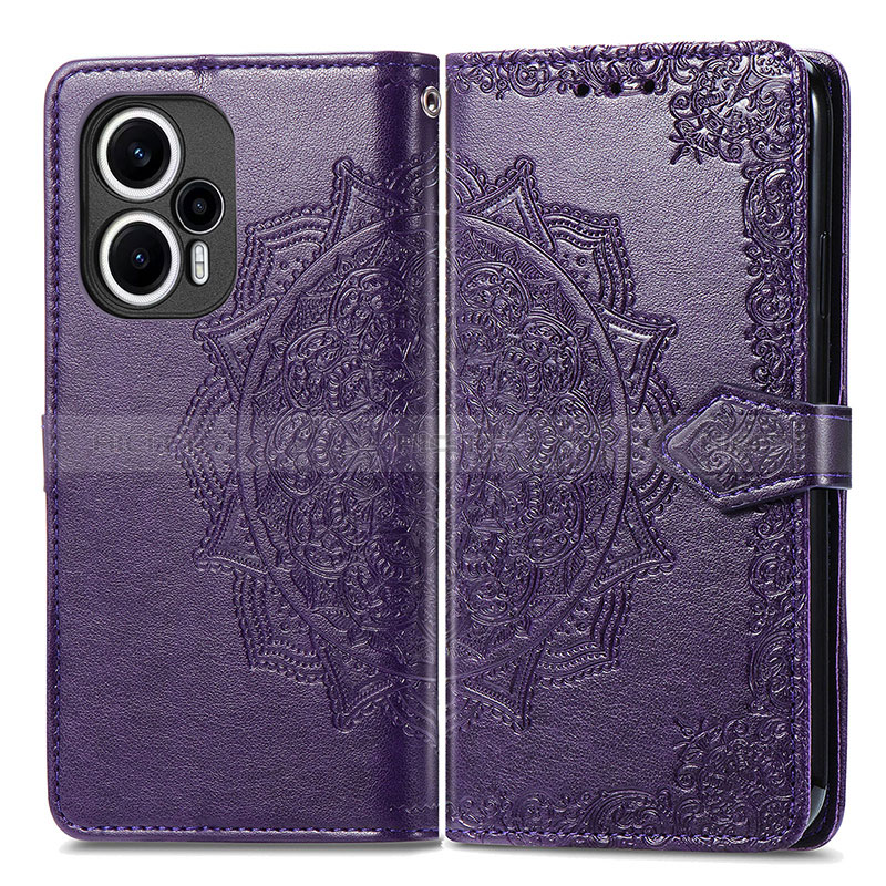 Custodia Portafoglio In Pelle Fantasia Modello Cover con Supporto per Xiaomi Poco F5 5G Viola