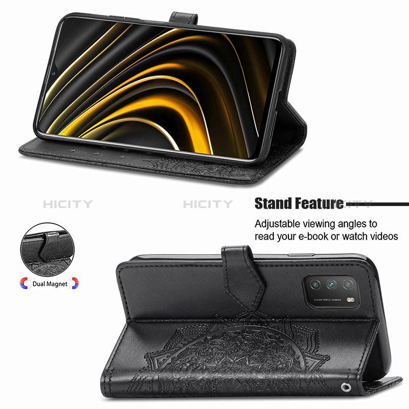 Custodia Portafoglio In Pelle Fantasia Modello Cover con Supporto per Xiaomi Poco M3