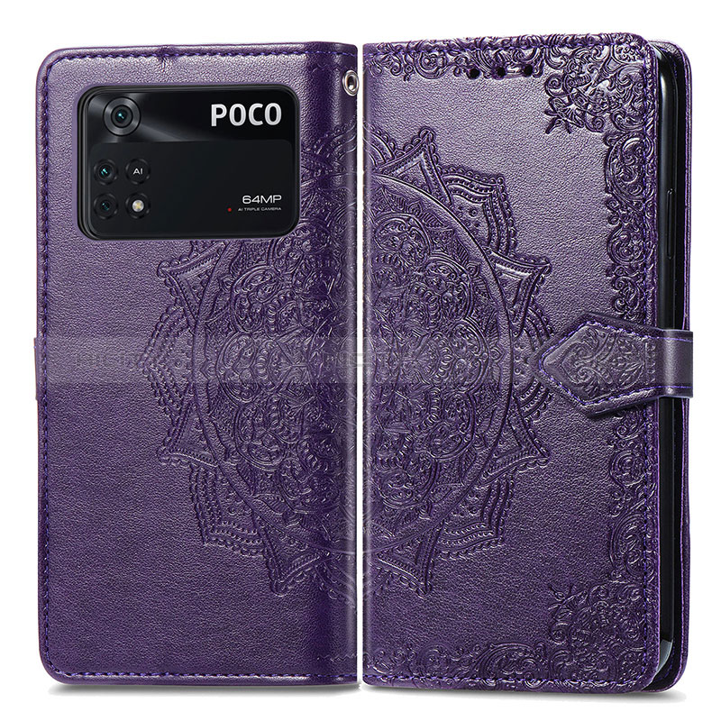 Custodia Portafoglio In Pelle Fantasia Modello Cover con Supporto per Xiaomi Poco M4 Pro 4G