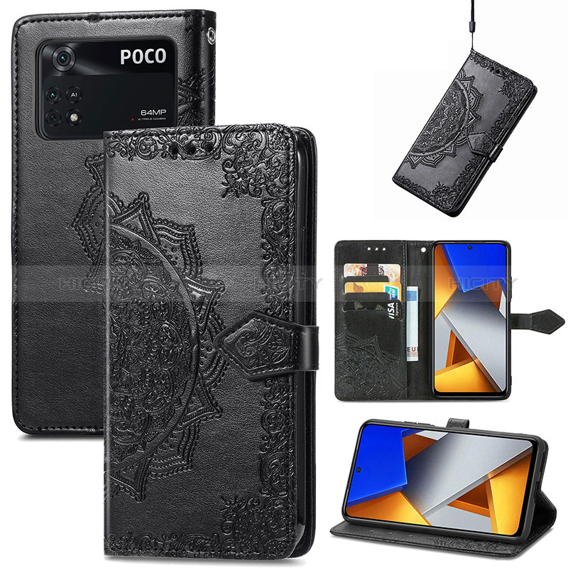 Custodia Portafoglio In Pelle Fantasia Modello Cover con Supporto per Xiaomi Poco M4 Pro 4G