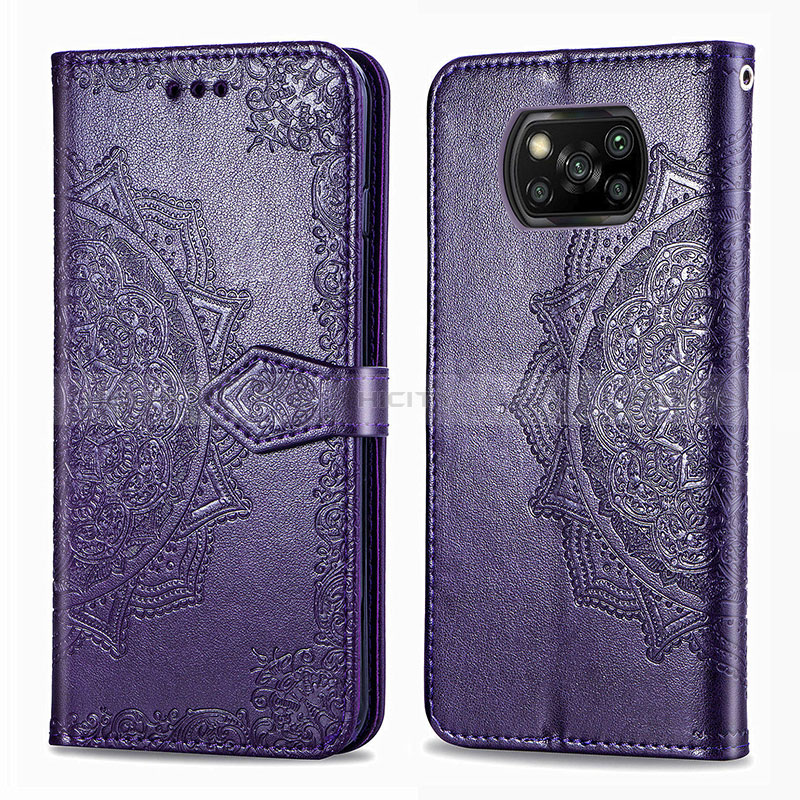 Custodia Portafoglio In Pelle Fantasia Modello Cover con Supporto per Xiaomi Poco X3 Pro Viola