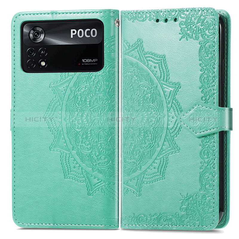Custodia Portafoglio In Pelle Fantasia Modello Cover con Supporto per Xiaomi Poco X4 Pro 5G Verde