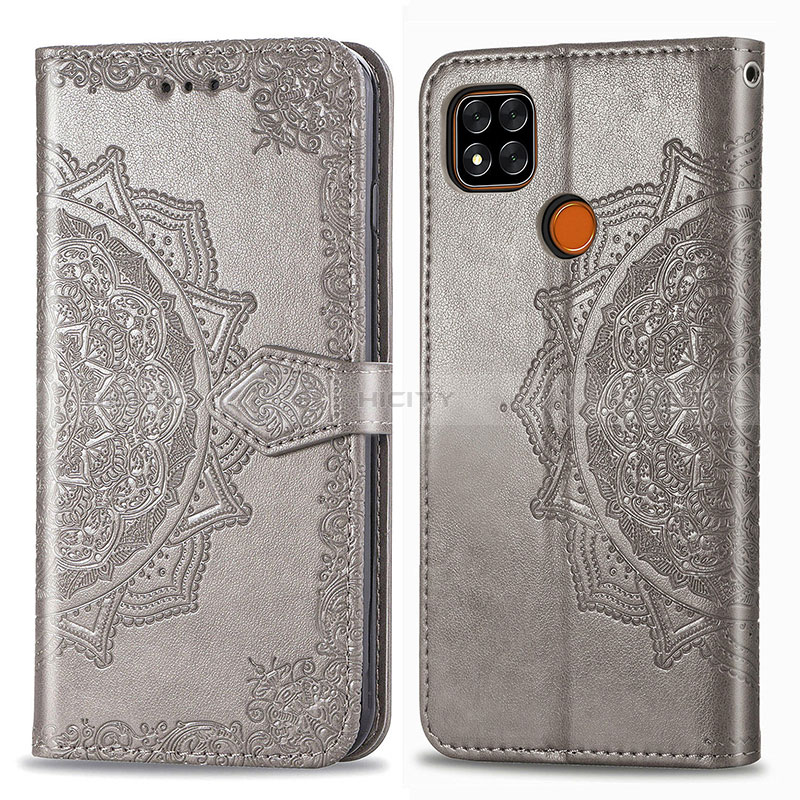 Custodia Portafoglio In Pelle Fantasia Modello Cover con Supporto per Xiaomi Redmi 9 Activ Grigio