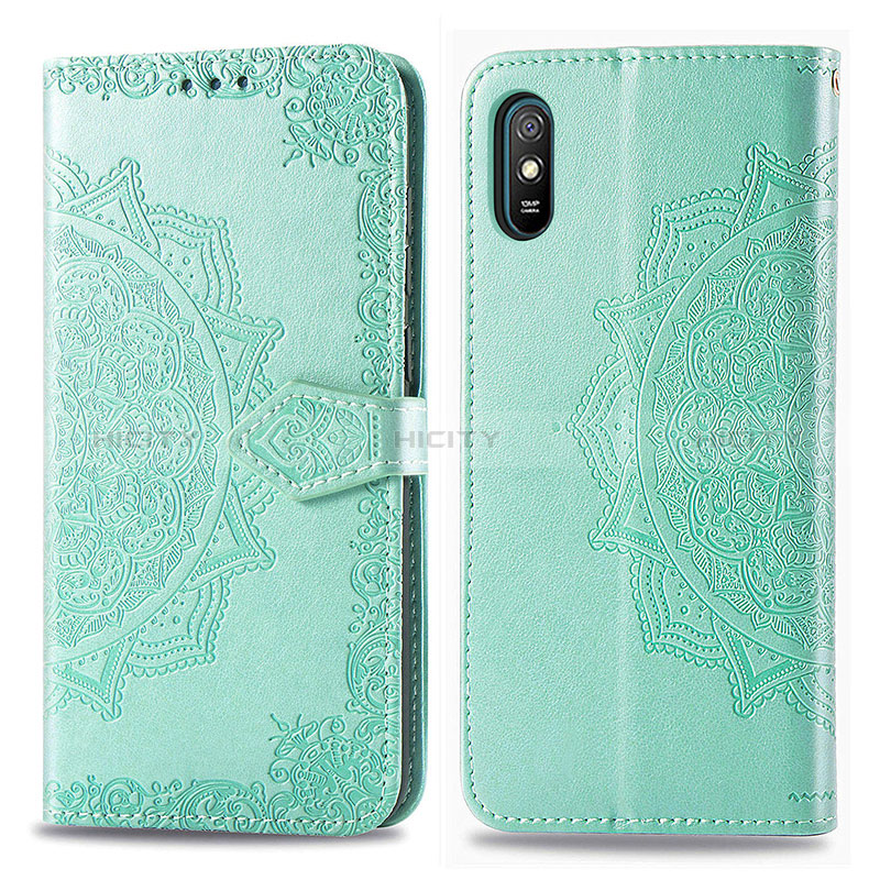 Custodia Portafoglio In Pelle Fantasia Modello Cover con Supporto per Xiaomi Redmi 9AT Verde