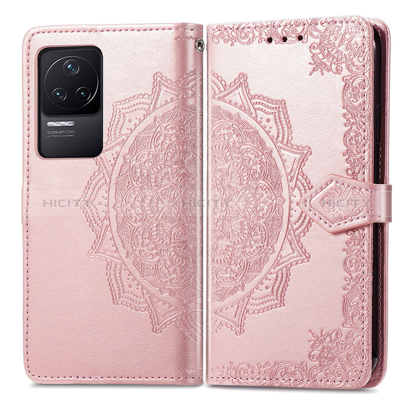 Custodia Portafoglio In Pelle Fantasia Modello Cover con Supporto per Xiaomi Redmi K50 5G Oro Rosa