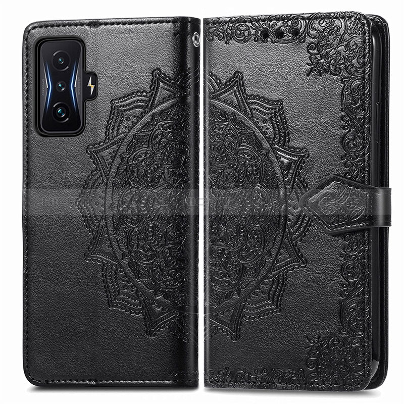 Custodia Portafoglio In Pelle Fantasia Modello Cover con Supporto per Xiaomi Redmi K50 Gaming 5G Nero