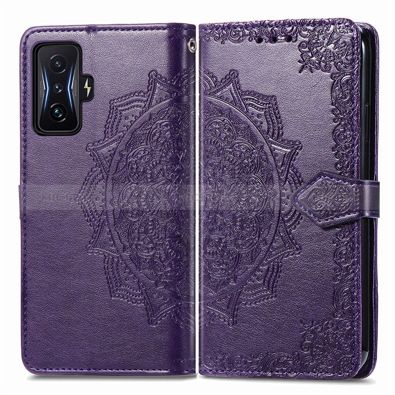 Custodia Portafoglio In Pelle Fantasia Modello Cover con Supporto per Xiaomi Redmi K50 Gaming 5G Viola