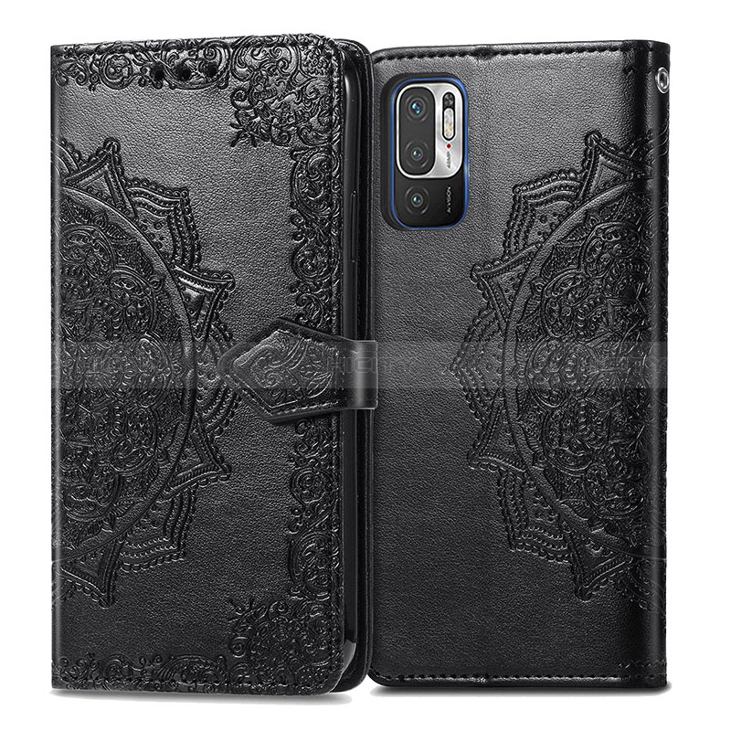 Custodia Portafoglio In Pelle Fantasia Modello Cover con Supporto per Xiaomi Redmi Note 10T 5G Nero